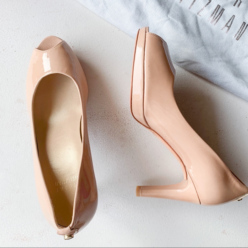 NWOT Stuart Weitzman Nude Peeptoe Pumps